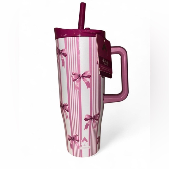 Wellness Other - Wellness Purple Bows & Stripes Tumbler, 40oz